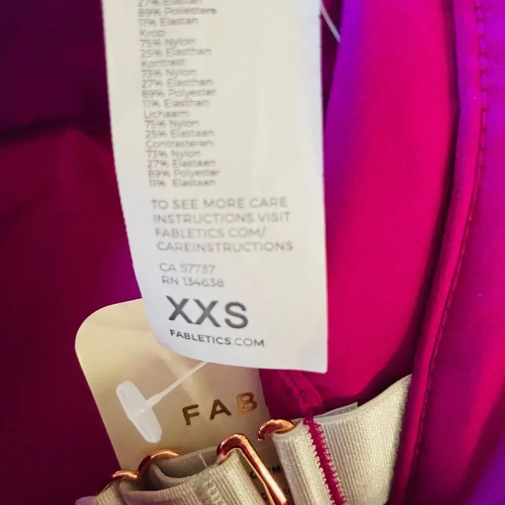 Fabletics Zoe high impact sports bra III size XXS magenta NWT